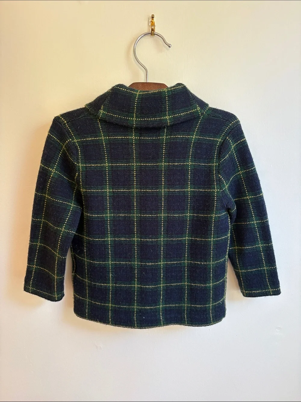 Ralph Lauren Navy & Green Plaid Shawl-Collar Kids Blazer